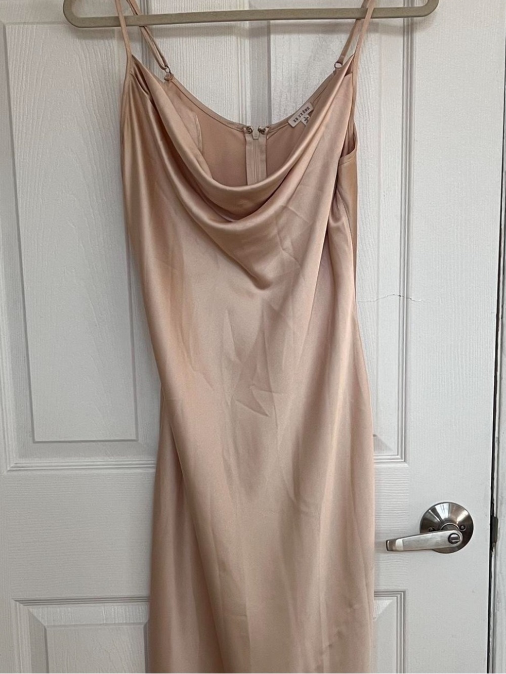 Satin Cowl Neck Slip Dress in Blush